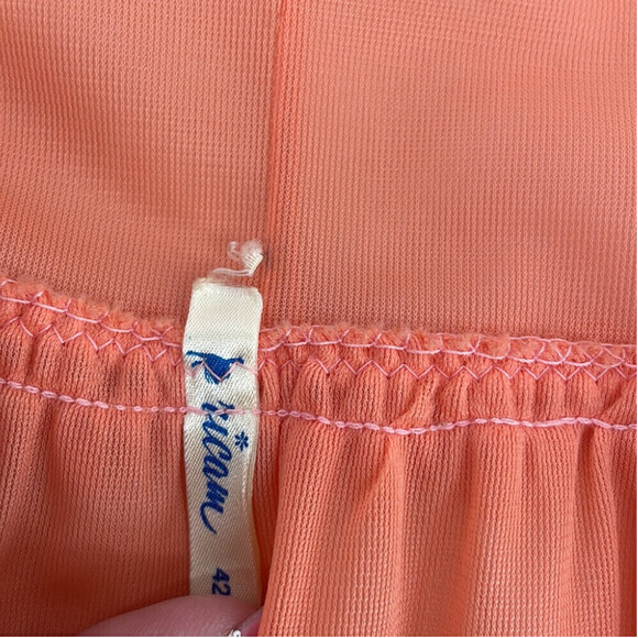 Vintage night coat house coat pajamas might dress coral house wife frills sz m-l - Picture 5 of 11